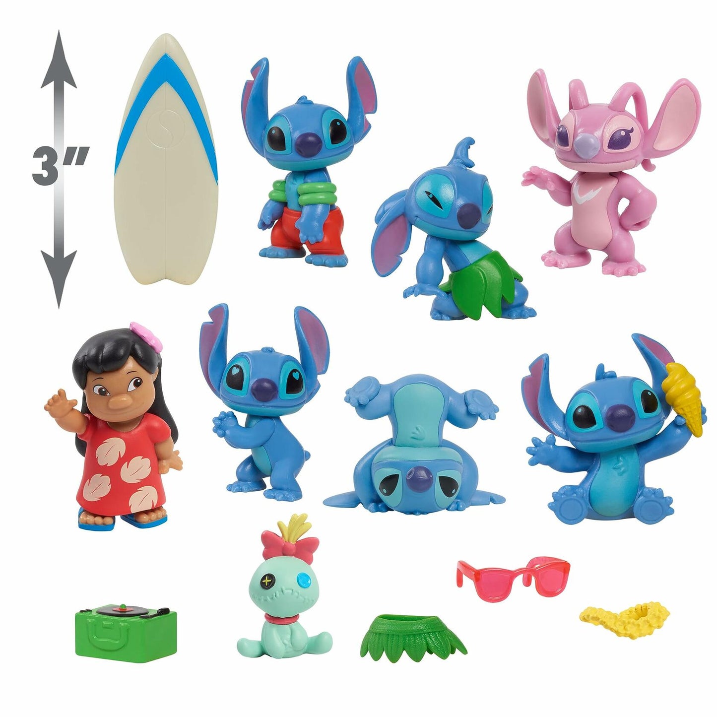 Disneys Lilo & Stitch Deluxe Figure Set, 13-Piece Set, Boy and Girls toys, Ages 3 and up