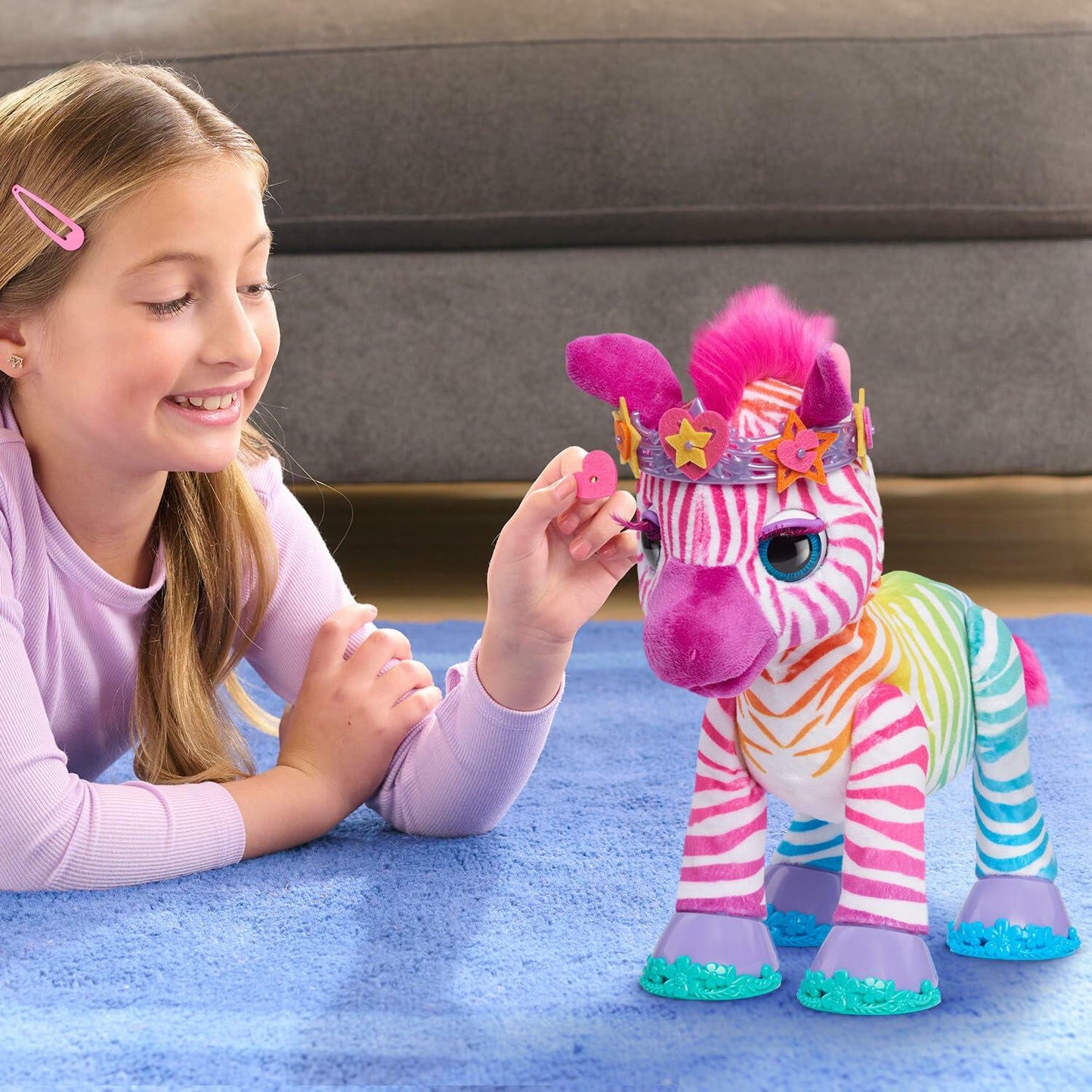 furReal Zenya My Rainbow Zebra Interactive Plush with Accessories, 22-pieces, Pretend Play, Kids Toys for Ages 4 Up by Just Play