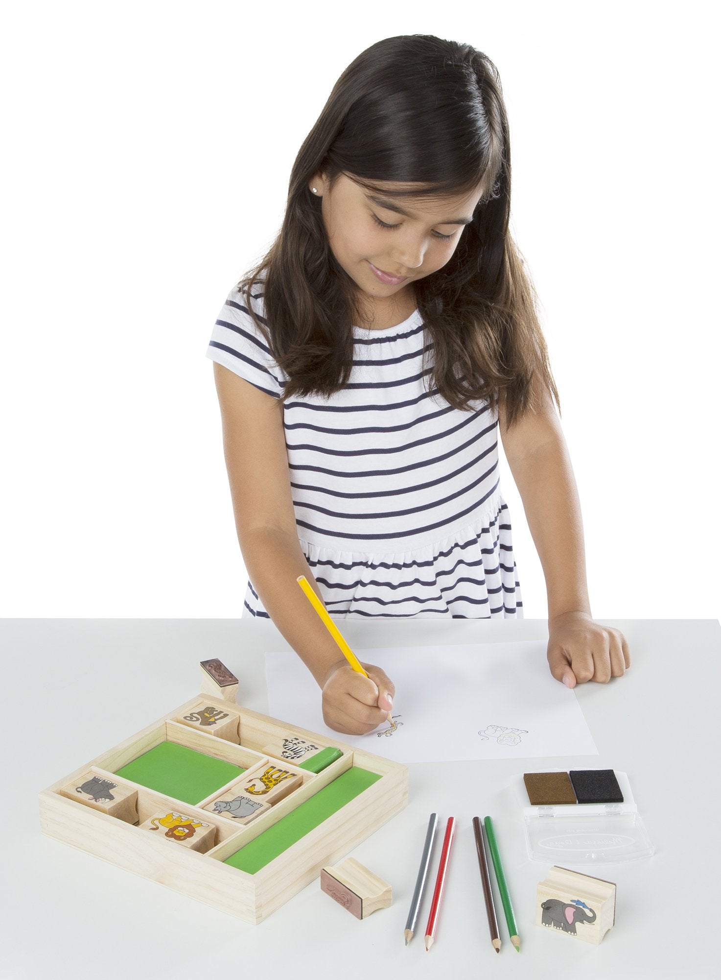 Melissa & Doug Stamp-a-Scene Stamp Pad: Fairy Garden - 20 Wooden Stamps, 5  Colored Pencils, and 2-Color Stamp Pad
