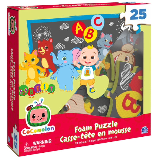 Cocomelon, 25-Piece Jigsaw Foam Squishy Puzzle ABC Best Friends JJ & Animals Musical Show, for Kids Ages 4 and up