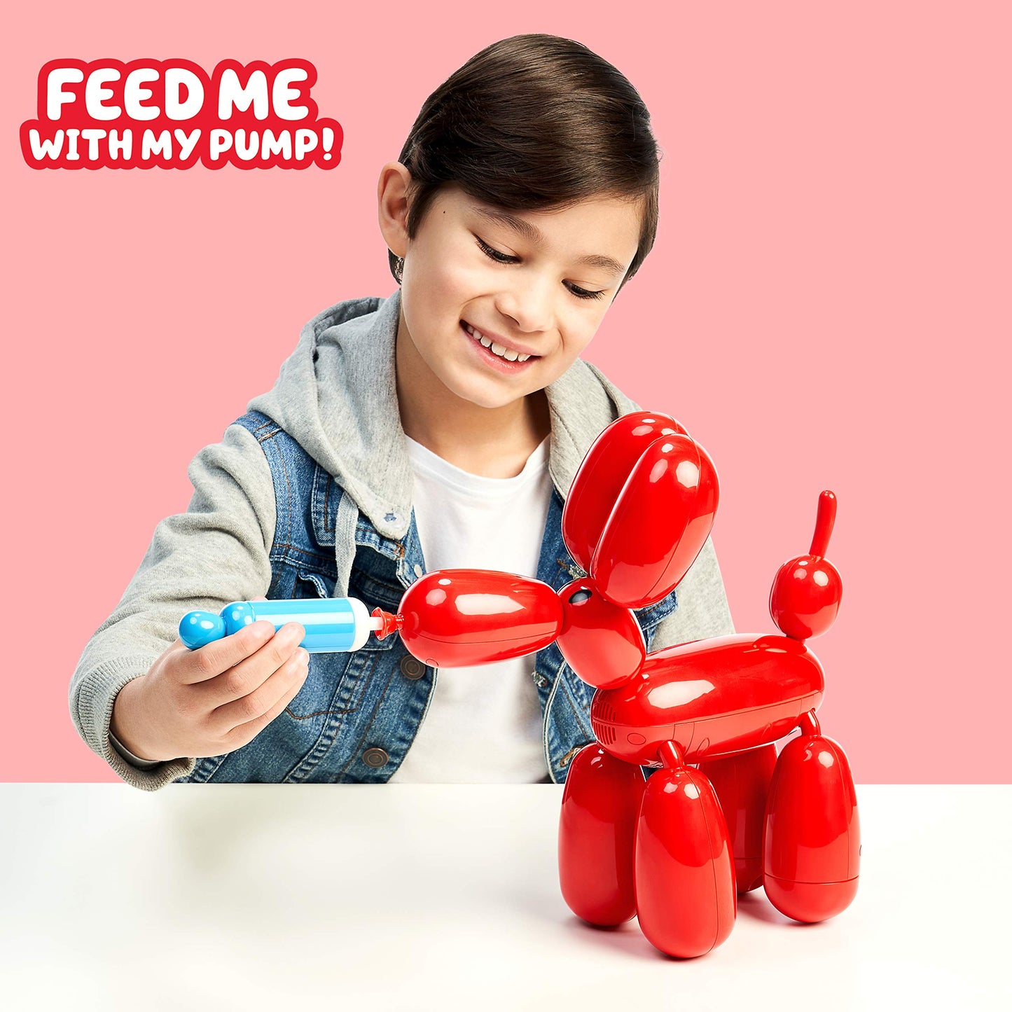Squeakee The Balloon Dog - Feed Him, Teach Him Tricks, Pop Him, and Watch Him Deflate! , Red